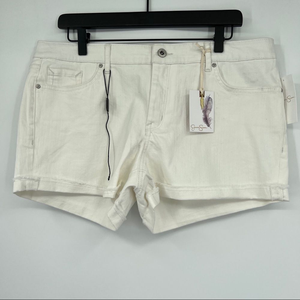 NWT Jessica Simpson shorts white denim jean forever rolled Plus Size 32
